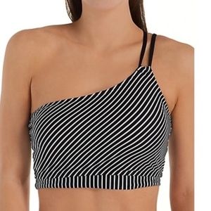 La Blanca Pin Stripes One Shoulder Swim Top